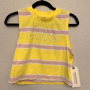 Guess Yellow and Pink OG Crop Tee Tank Size Small
